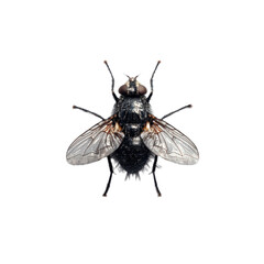 A black and white fly with a brown head