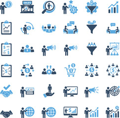 Market Research icon collection set. Containing analysis, consumer behavior, focus group, questionnaire, sampling, market segmentation, target, trends, competitor analysis icon.