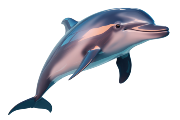 A vibrant, 3D-rendered dolphin leaps gracefully against a transparent background. background removed
