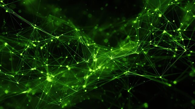 abstract green network with glowing connections and lines