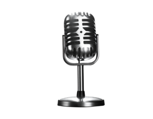 Cinematic Retro Mic, Dramatic Shadows, Concert Stage Aura, Isolated on Transparent Background.