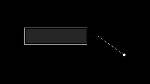 Shape animation of appearance of Hud call out interface element. Text frame near dot.