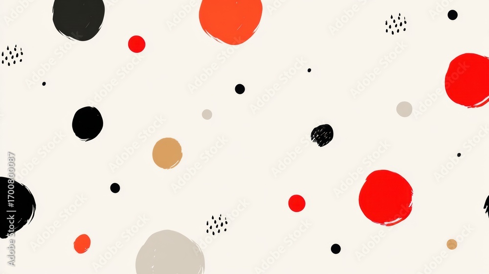 Poster colorful abstract dots create a playful pattern on a light background, evoking a sense of modern des