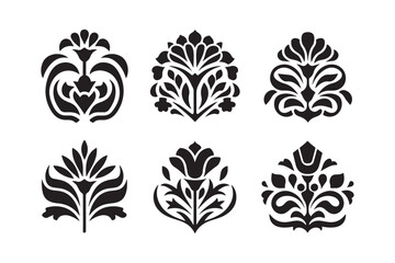Collection of six ornate floral silhouettes