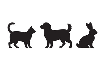 Silhouettes of a cat dog and rabbit