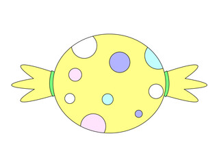 Cute Colorful Candy Illustration with Polka Dot Pattern