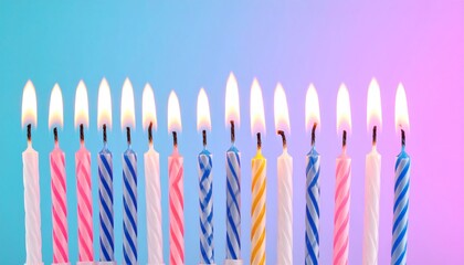 Birthday Candles on a neon gradient background, exuding dynamic energy