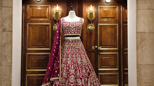 red banarasi lehenga north indian wedding dress video