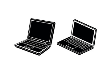 two laptops displayed side by side in minimalist silhouette