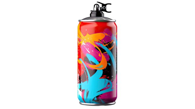 Graffiti Spray Can PNG Isolated on White Background Representing Street Art, Creativity, and Urban Design