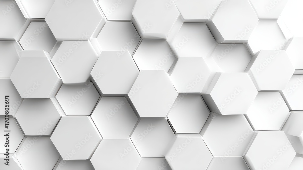 Poster widescreen hexagonal background with white hexagons abstract futuristic geometric backdrop or wallpa