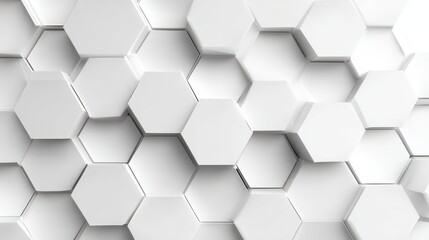 Fototapeta premium widescreen hexagonal background with white hexagons abstract futuristic geometric backdrop or wallpaper with copy space for text