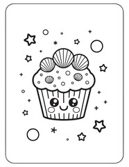 Cute kawaii summer coloring pages, kawaii animals coloring pages, summer, summer coloring page, bold & easy coloring pages, line art, vector illustration, black & white designs, kawaii characters