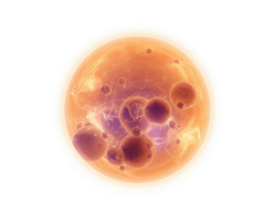 Abstract sphere with fluid bubbles and fractal patterns evoking science or extraterrestrial themes