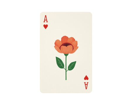 Ace of Hearts Floral Playing Card Design, Vintage Style Illustration, Perfect for Valentine's