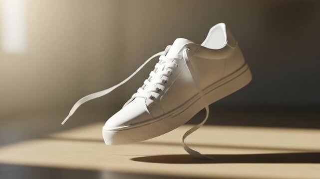 White sneaker floating in air