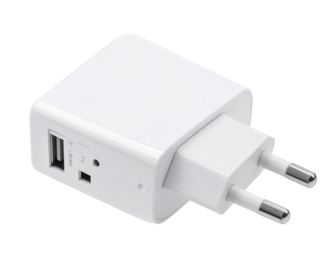  Foldable Plug Charger, Active State, Travel-Ready Adapter, Isolated on Transparent Background.