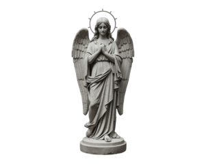 Captivating angelic statue radiating serenity, evoking feelings of comfort and spirituality