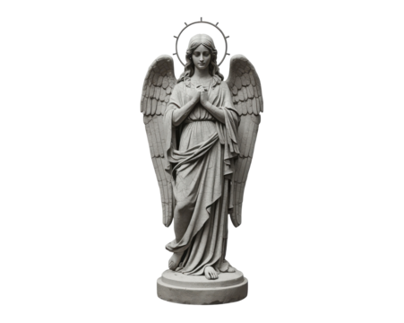 Captivating angelic statue radiating serenity, evoking feelings of comfort and spirituality