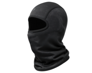 Close up of a black balaclava providing warmth in cold weather outdoor activities or sports