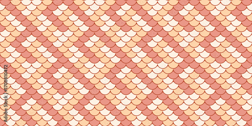 Poster Elegant geometric pattern featuring overlapping scales in soft peach and cream tones.  Ideal for textile design, website backgrounds, or decorative projects.