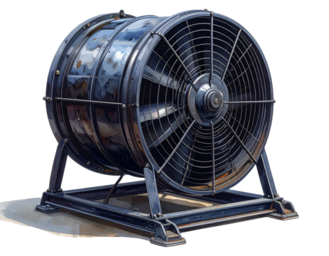 Rusty and Distressed, Realistic Patina, Isolated on Transparent Background- Heavy-Duty Workshop Fan, Durable Construction, Ultra-Detailed Appliance, Isolated on Transparent Background.