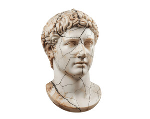 Obraz premium Cracked legacy, Sculptural bust embodies history and endurance through its weathered appearance