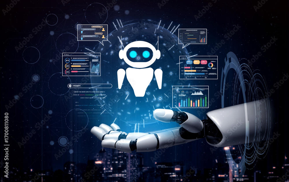 Leinwandbilder a generative ai assistant and smart robot for data analysis and coding. this ai can process prompts 