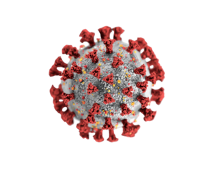 Detailed microscopic view of a virus cell, showcasing its complex structure and infectious nature