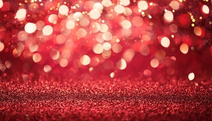 red glitter and bokeh lights abstract background for festivities