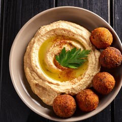 hummus and falafel traditional middle eastern food AI generated