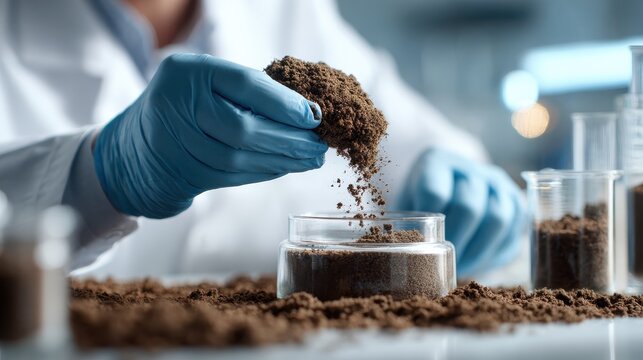 scientist working with soil in laboratory no logos no brands ar 169 - Powered by Adobe