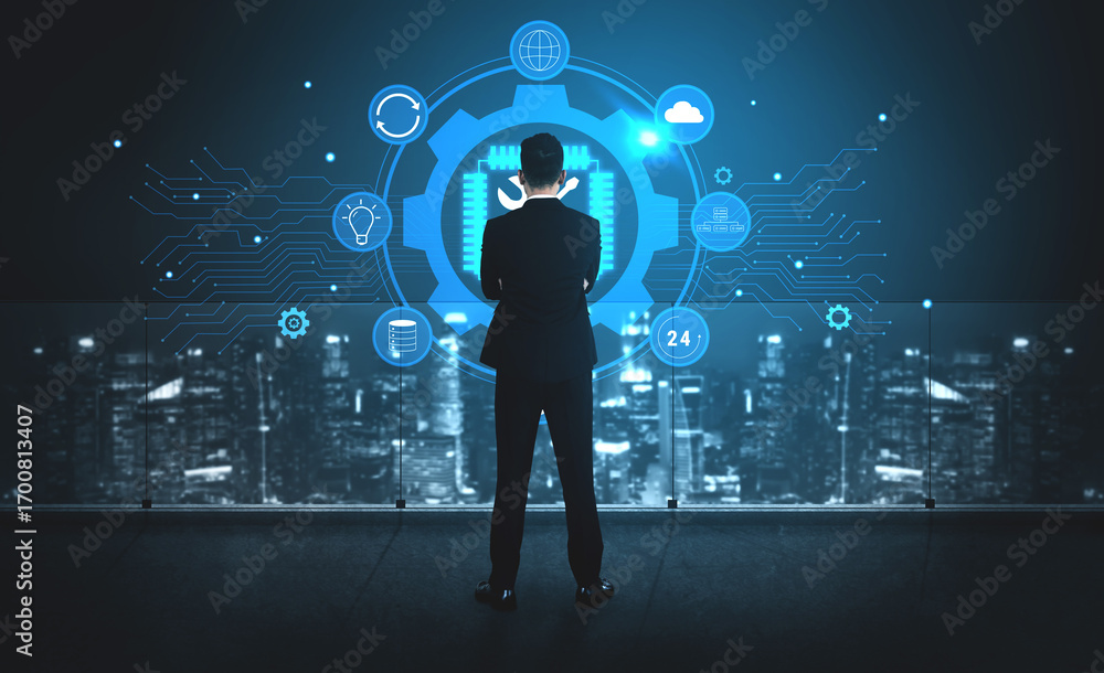 Poster global it support and technical maintenance services. providing solutions for system maintenance, en