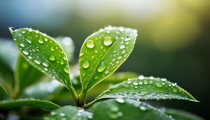 Fototapeta premium a macro shot of a plant with water drops on its leaves