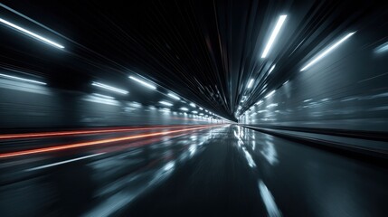 abstract light trails in a tunnel conveying speed and motion blur effect