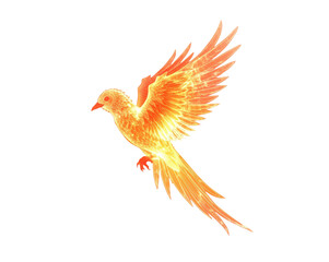 Obraz premium Fiery Phoenix Soaring in the Night, Symbol of Rebirth and Hope Embodied in a Digital Artwork