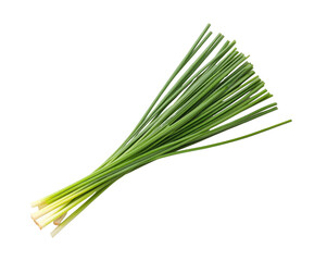 Fresh Chives Bundle Isolated, Vibrant Green Herb for Culinary Delights and Healthy Cooking