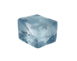 Frozen Geometry, A Captivating Still Life of a Translucent Blue Ice Cube on a Solid Layer
