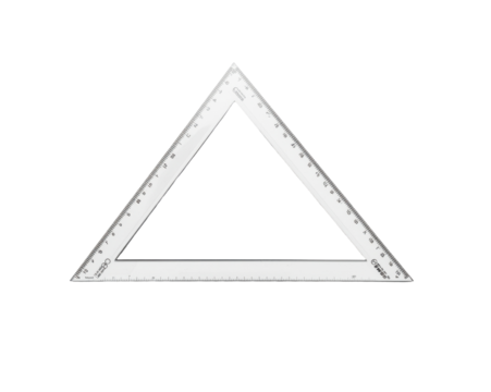 Geometric precision, Isolated transparent triangle ruler offering precise measurement and accuracy