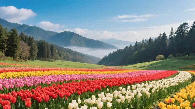 tulip garden and forest hills srinagar kashmir indian landscape video