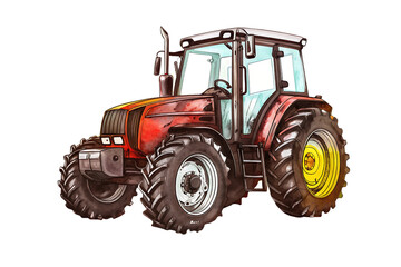 Obraz premium Red tractor illustration isolated on a transparent background