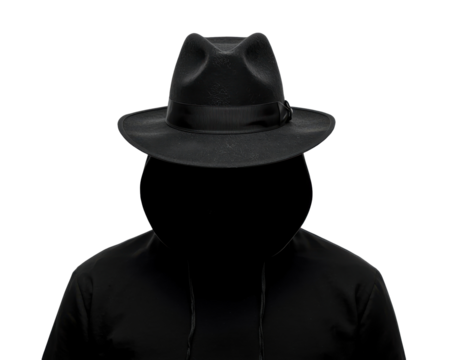Intriguing figure adorned with a stylish fedora casting a mysterious persona of anonymity