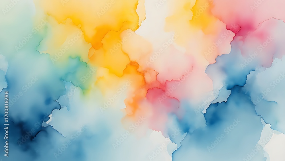 Poster delicate watercolor background with vibrant colorful gradients and smooth transitions creating abstr