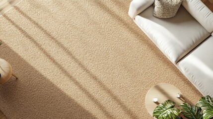 Cozy living room with soft beige carpet and sofa