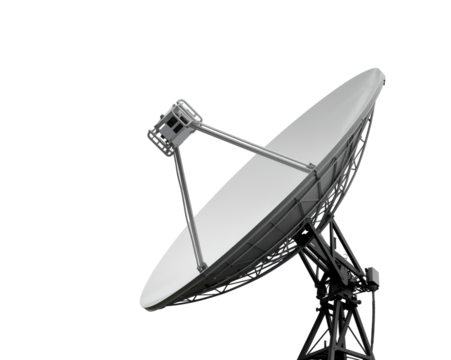 Isolated satellite dish antenna for communication and data transfer on a solid monochrome