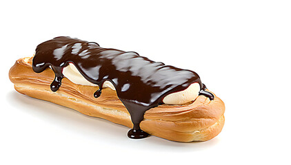Chocolate Eclair Close-Up on White Background
The white space is perfect for adding text or a logo. 