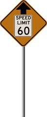 Speed Limit 60 Sign Ahead Warning Road Sign