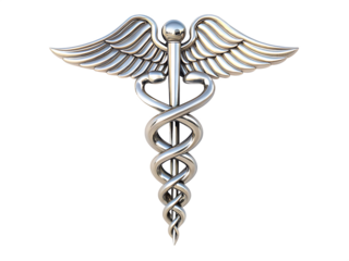 Winged serpent staff isolated on a transparent background