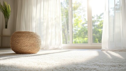 Natural light brightens a cozy room
