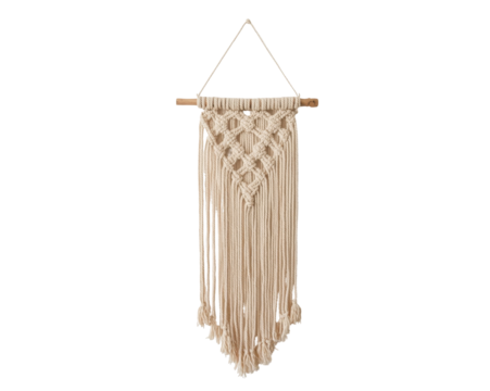 Elegant handmade macrame wall hanging adds a touch of bohemian style to any interior decor